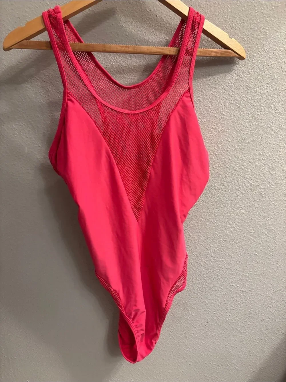 YMI Hot Pink Mesh One-Piece Swimsuit